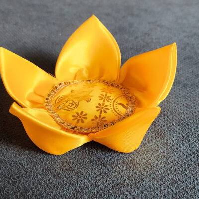 Pooja Lotus- Yellow silk- Handmade