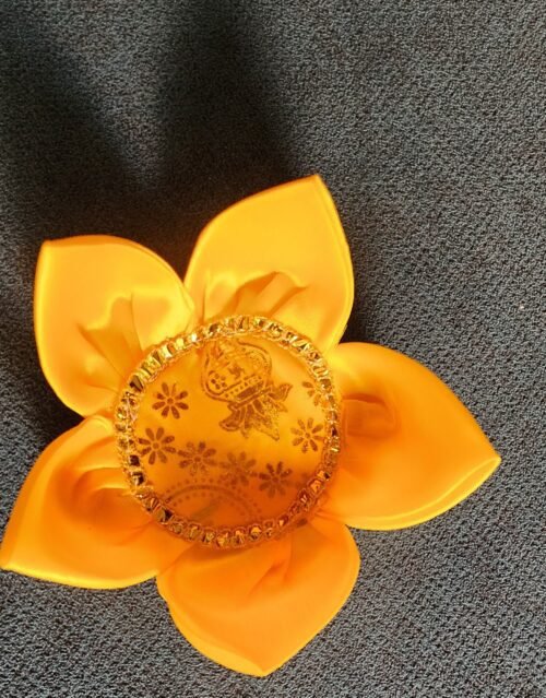 Pooja Lotus- Yellow silk- Handmade - Image 2