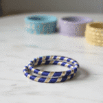 Royal Blue & Gold Fabric Bangles Set – Handmade Thread-Wrapped Traditional Bangles (Set of 2)