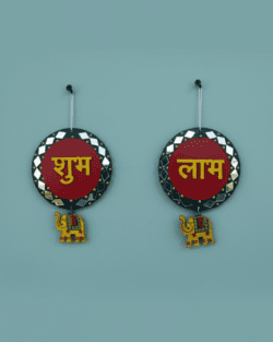 Shubh Labh Hanging Door Decor with Elephant Motif – Traditional Indian Entrance Wall Hanging (Set of 2)