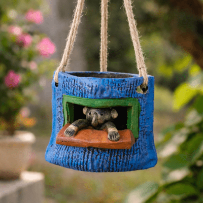 Handcrafted Elephant Window Hanging Planter / Wall Decor (Ethnic Resin Pot)
