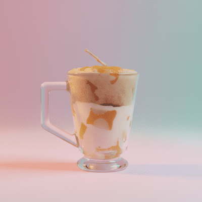 Dessert-Inspired Caramel Latte Candle in Glass Mug – Aesthetic Handmade Wax Candle