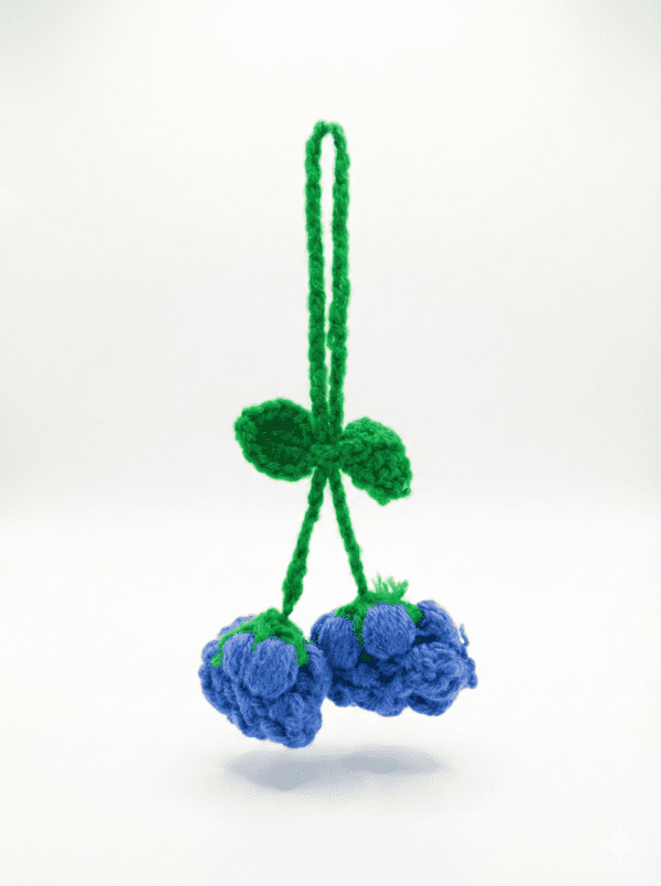 Cherry Handmade Crochet Charm with Loop – Blue Berry Yarn