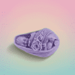 “Purple baby-shaped wax room freshener with floral detailing, non-burning aromatic wax block”