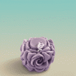 “Handcrafted purple rose-shaped scented wax candle with detailed floral petals”
