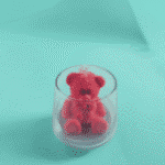 Handcrafted Red Teddy Bear Scented Wax Candle in Glass Cup – Cute Decorative Candle