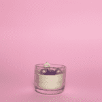 Glass Jar Candle with Purple Wax Beads – Aesthetic Decorative Candle