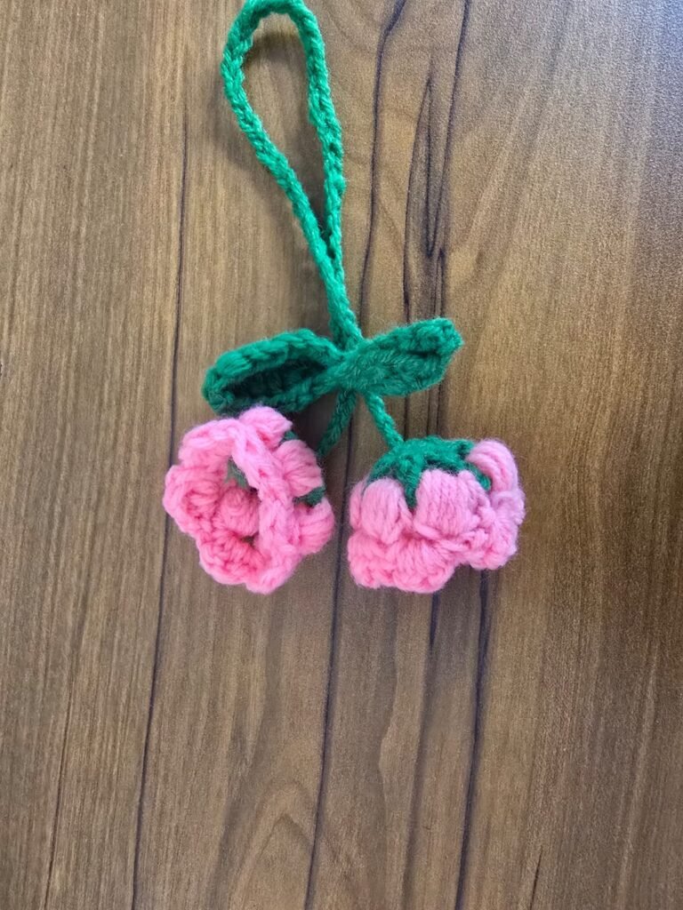 Cherry_pink_green_charm_for_bag