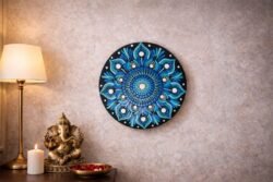 Handcrafted Blue Mandala Wall Art – Contemporary Dot Mandala Home Décor