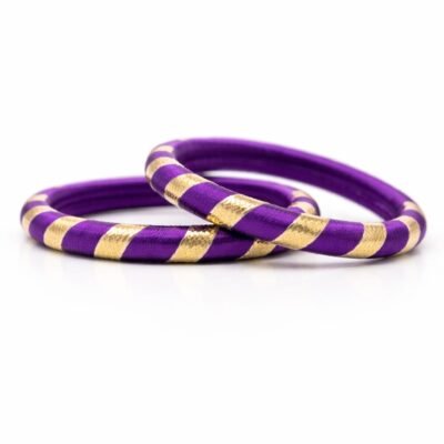 Purple Silk Thread Bangles with Gold Stripes | Designer Traditional Bangles for Women