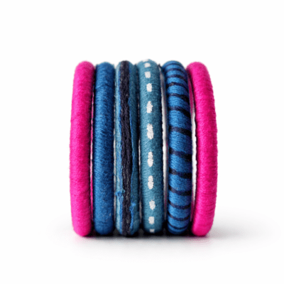 Multicolour Silk Thread Bangles Set | Pink & Blue Combo Designer Bangles for Women