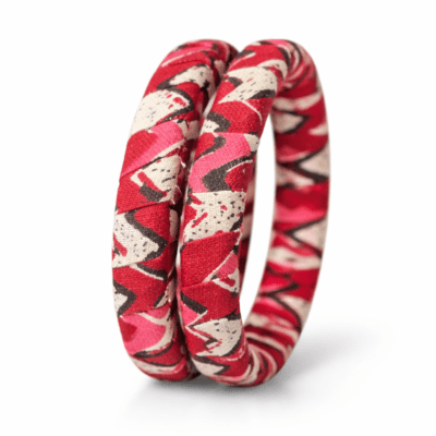 Red Printed Fabric Silk Thread Bangles | Handmade Ethnic Bangles for Women