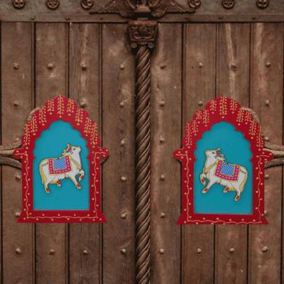 Traditional Rajasthani Cow Door Wall Decor – Handcrafted Indian Entrance Decorative Plaque (Set of 2) Traditional Rajasthani Cow Door Wall Decor – Handcrafted Indian Entrance Decorative Plaque (Set of 2)