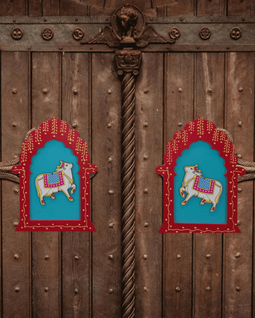 Traditional Rajasthani Cow Door Wall Decor – Handcrafted Indian Entrance Decorative Plaque (Set of 2) Traditional Rajasthani Cow Door Wall Decor – Handcrafted Indian Entrance Decorative Plaque (Set of 2)