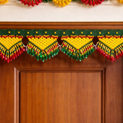 Colourful Beaded Handcrafted Toran (Traditional Indian Door Hanging)