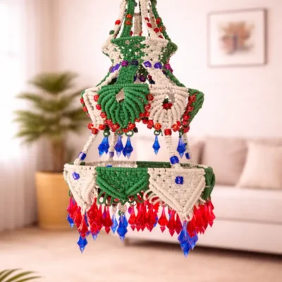 Handcrafted Multi-Layer Beaded Hanging Lantern Toran (Traditional Ceiling & Door Décor)