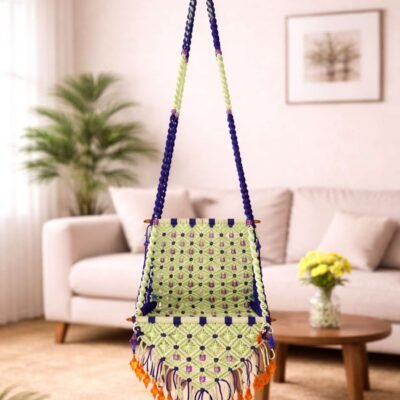 Handcrafted Teddy Hanging Chair (Macramé Swing for Soft Toys & Kids Room Décor)