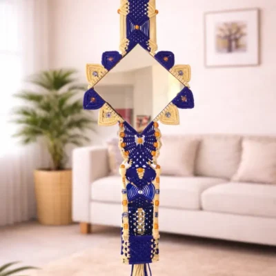 Handcrafted Macramé Mirror Hanging with Beads & Tassels (Boho Wall & Door Décor)