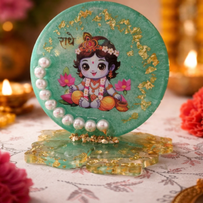 Bal Krishna Resin Decorative Stand (Handmade Spiritual Decor)