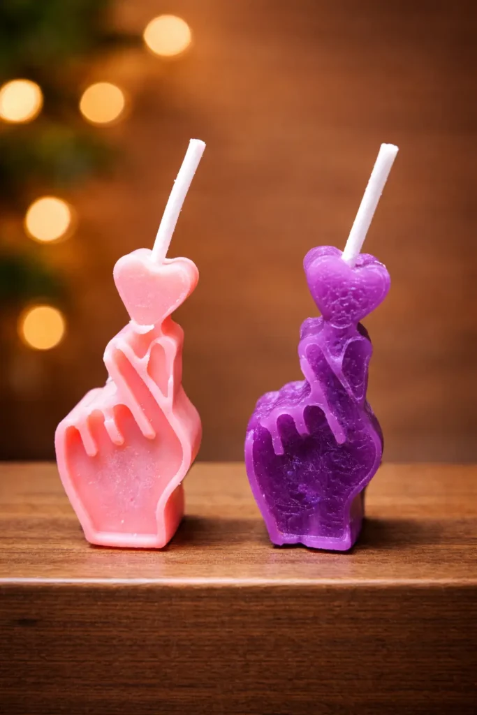 Heart Pillar Candle Set – Romantic Decorative Candles (Pink & Purple)