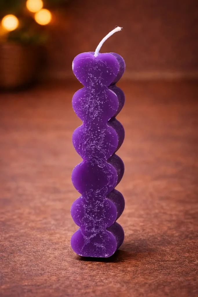 Purple Bubble Pillar Candle – Decorative Handmade Wax Candle for Home Décor