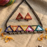 Aanya Aaina Dark Rainbow Choker Ethnic Tribal Mirror Work Set for Women