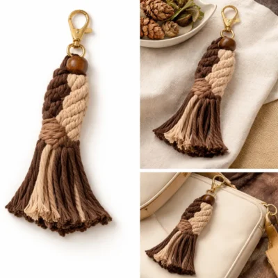 Dual Tone Brown Cotton Rope Key Holder