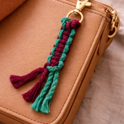 Minimal Boho Bag Charm green maroon