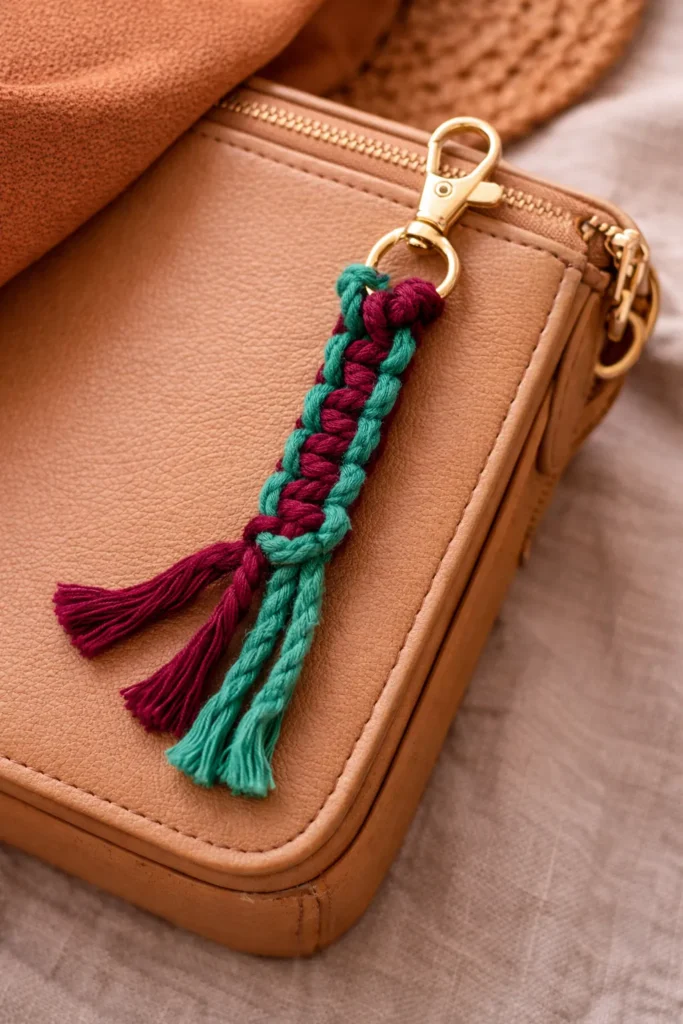 Minimal Boho Bag Charm green maroon