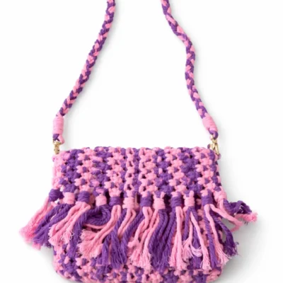 Pink-Purple Macramé Sling Bag for Women
