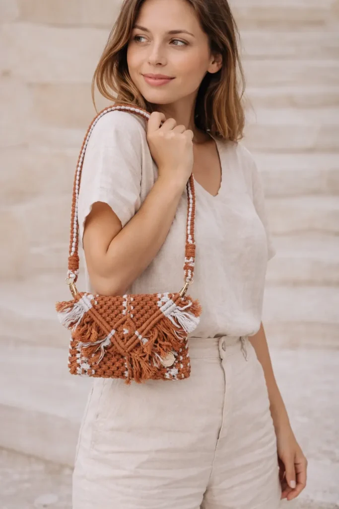 Boho Handmade Macrame Sling Bag