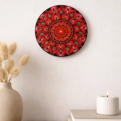Red Mandala Wall Art on MDF Board