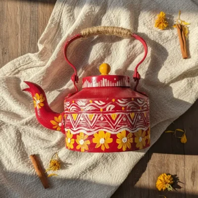 Hand Painted Decorative Kettle | Traditional Indian Folk Art Décor