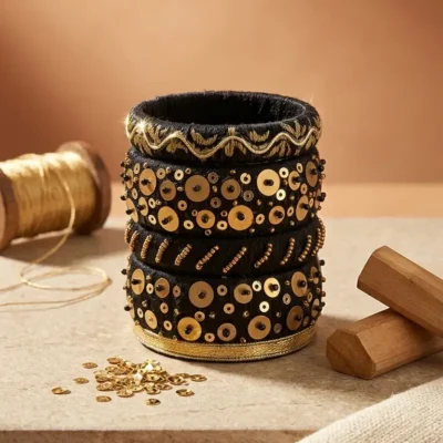 Black & Gold Designer Bangles Handcrafted Ethnic Jewelry for Women
