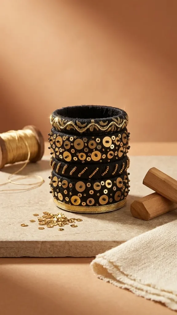 Black & Gold Designer Bangles Handcrafted Ethnic Jewelry for Women