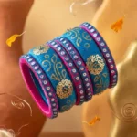 Blue & Pink Designer Silk Thread Bangles Handcrafted Ethnic Jewelry