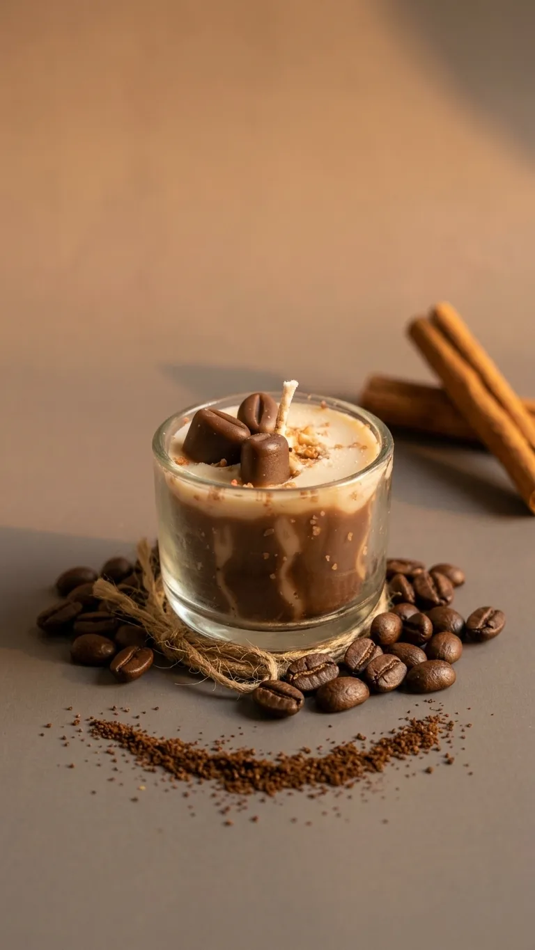 Coffee-Style Scented Wax Handcrafted Candle – Coffee Beans Topping Design