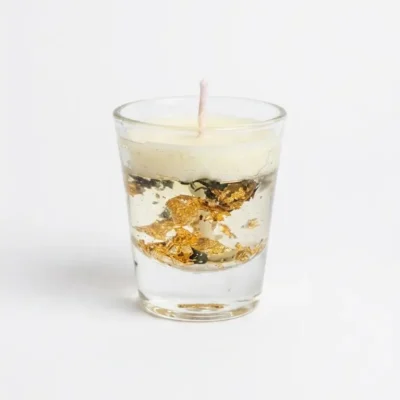 Gel & Cream Wax Scented Candle with Gold Flakes – Luxury Glass Candle
