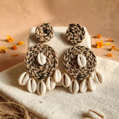 Handcrafted Cowrie Shell & Jute Earrings Eco-Friendly Ethnic Earrings for Women