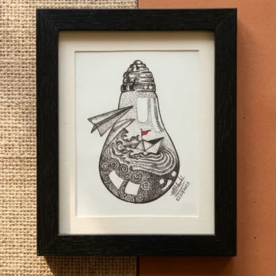 Handcrafted Light Bulb Concept Wall Art Frame Creative Minimalist Line Art Abstract Story Wall Decor