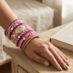 Handcrafted Pink Mirror Work Bangles Bridal & Festive Ethnic Jewelry