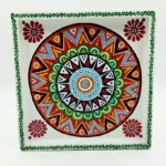 Handmade Mandala Design Wooden Tray 8x8 Inch Decorative Serving Tray Waterproof Washable Wooden Rangoli Tray1