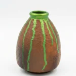 Handmade Terracotta Vase 6.5 Inch with Green Drip Art Decorative Clay Pot Vase Rustic Artistic Home Décor