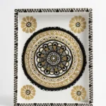 Handmade White Gold Mandala Wooden Serving Tray 8x10 Inch Waterproof Washable Decorative Tray Custom Indian Art Tray for Home Décor & Gifts