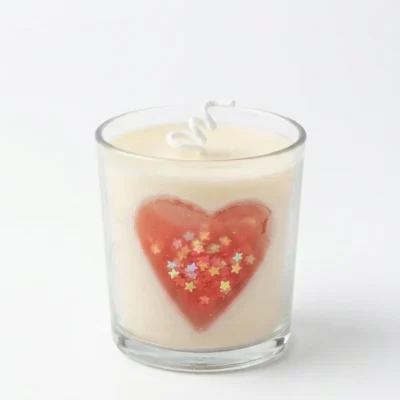 Heart-Embedded White & Red Scented Candle