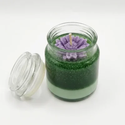 Layered Botanical Gel & Wax Scented Candle in Glass Jar