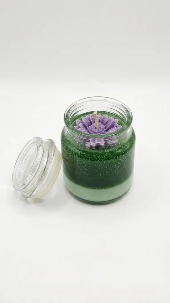 Layered Botanical Gel & Wax Scented Candle in Glass Jar
