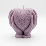 Light Purple Hands-Holding-Heart Scented Wax Candle – Romantic Décor