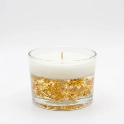 Luxury Gel & Cream Wax Candle with Gold Flakes – Low Cup