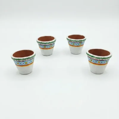 Terracotta Kullad 2 Inch Set of 4 Hand Painted Mandala Madhubani Warli Pichhoi Art Handmade Clay Tea Cups Customized Kulhad Set